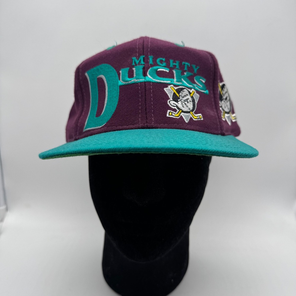 Vintage Anaheim Mighty Ducks Snapback Hat Cap Purple Teal NHL Hockey